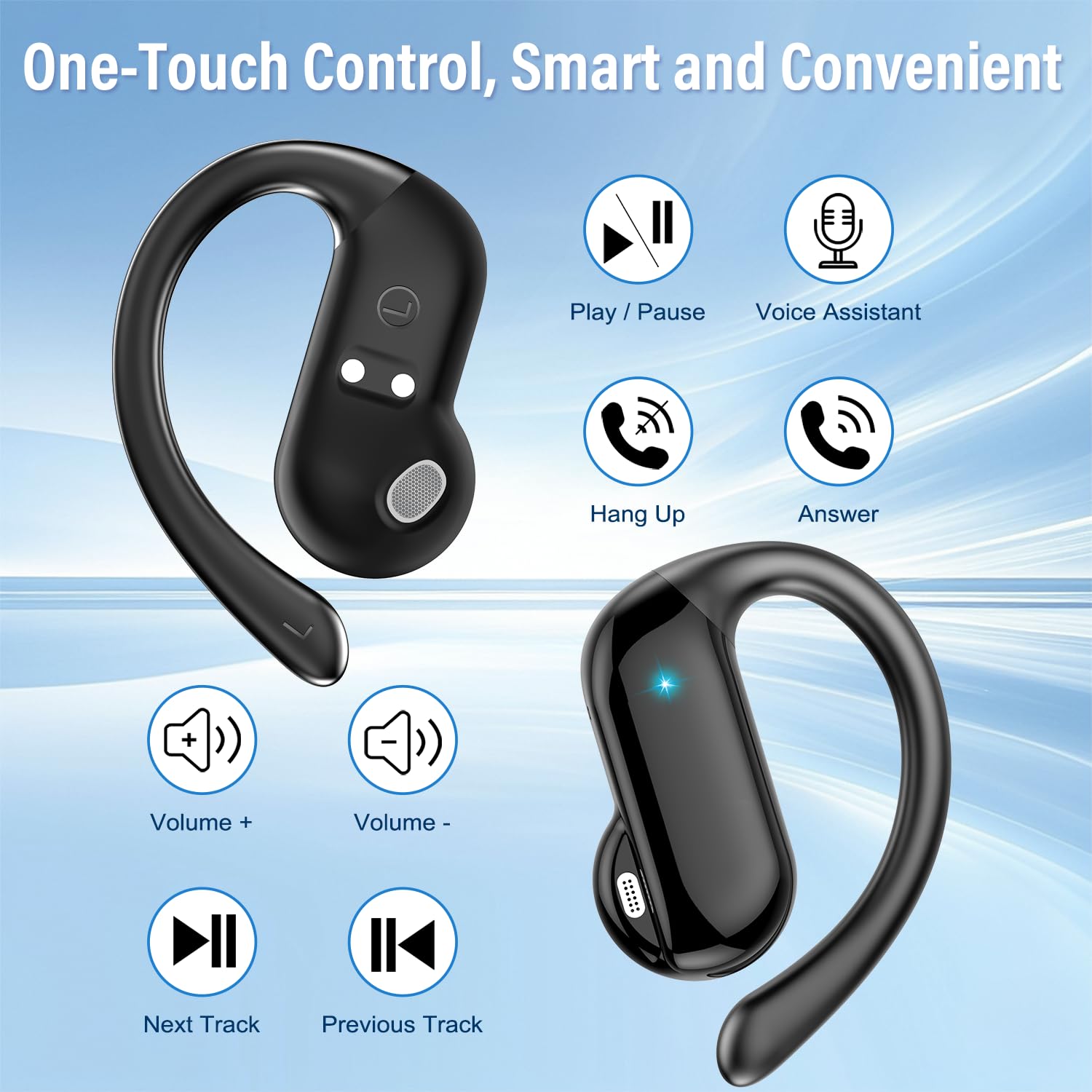 Sports Earphone Hook - Auricolari Open-Ear 2026 Bluetooth 5.4 Wireless,